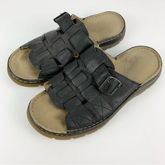 Dr Martens Fisherman Black Slip On Slide Leather Sandals M11 EU45